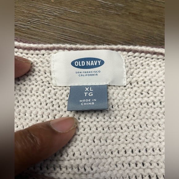 Old Navy Sweater Womens Sz XL Beige Brown Striped Drop Shoulder Pullover - Picture 3 of 7